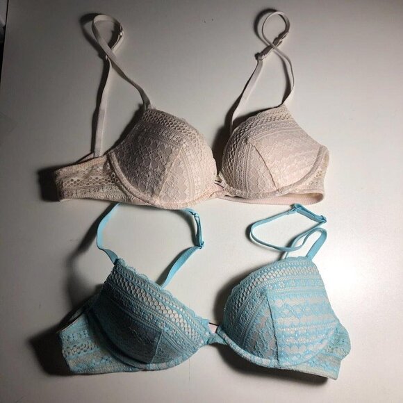Victoria's Secret Underwire Bra Blue and Beige RN54867 Size 34A #4113-8 - Picture 2 of 7